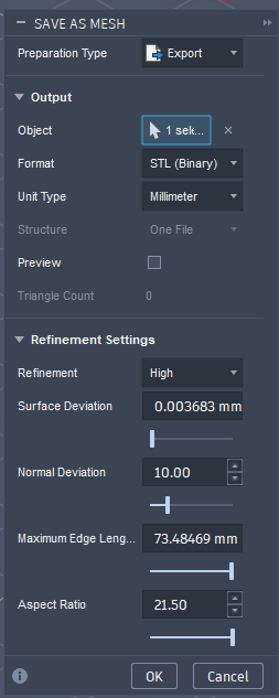 Save As Mesh Dialog Settings